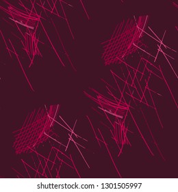 Various Strokes. Seamless Pattern with chaotic Hand Drawn Lines. Retro Background for Cloth, Wallpaper, Linen. Vertical, Horizontal and Diagonal Strokes. Grunge Vector Texture