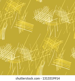 Various Strokes. Seamless Pattern with chaotic Hand Drawn Lines. Trendy Background for Calico, Fabric, Print. Vertical, Horizontal and Diagonal Strokes. Grunge Vector Texture