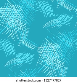 Various Strokes. Seamless Pattern with chaotic Hand Drawn Lines. Modern Background for Curtain, Dress, Tablecloth. Vertical, Horizontal and Diagonal Strokes. Grunge Vector Texture