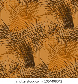 Various Strokes. Seamless Pattern with chaotic Hand Drawn Lines. Modern Background for Curtain, Dress, Tablecloth. Vertical, Horizontal and Diagonal Strokes. Grunge Vector Texture