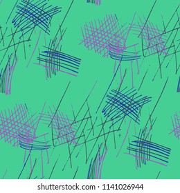 Various Strokes. Seamless Texture with chaotic Hand Drawn Lines. Retro Background for Paper, Print, Underwear. Vertical, Horizontal and Diagonal Strokes. Grunge Vector Texture
