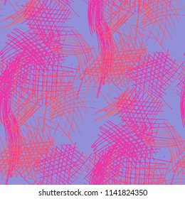 Various Strokes. Seamless Texture with chaotic Hand Drawn Lines. Vintage Background for Print, Wallpaper, Swimwear. Vertical, Horizontal and Diagonal Strokes. Grunge Vector Texture