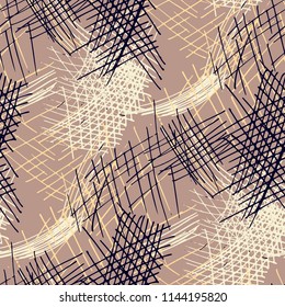 Various Strokes. Seamless Texture with chaotic Hand Drawn Lines. Vintage Background for Paper, Wallpaper, Linen. Vertical, Horizontal and Diagonal Strokes. Grunge Vector Texture