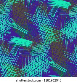 Various Strokes. Seamless Texture with chaotic Hand Drawn Lines. Vintage Background for Calico, Paper, Print. Vertical, Horizontal and Diagonal Strokes. Grunge Vector Texture