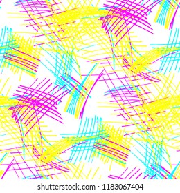 Various Strokes. Seamless Texture with chaotic Hand Drawn Lines. Retro Background for Paper, Wallpaper, Linen. Vertical, Horizontal and Diagonal Strokes. Grunge Vector Texture