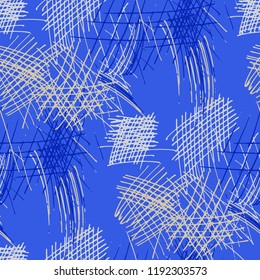 Various Strokes. Seamless Texture with chaotic Hand Drawn Lines. Modern Background for Calico, Fabric, Print. Vertical, Horizontal and Diagonal Strokes. Grunge Vector Texture