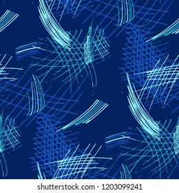 Various Strokes. Seamless Texture with chaotic Hand Drawn Lines. Modern Background for Textile, Shirt, Fabric. Vertical, Horizontal and Diagonal Strokes. Grunge Vector Texture