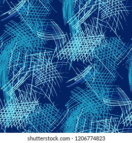 Various Strokes. Seamless Texture with chaotic Hand Drawn Lines. Modern Background for Textile, Shirt, Fabric. Vertical, Horizontal and Diagonal Strokes. Grunge Vector Texture