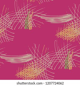 Various Strokes. Seamless Texture with chaotic Hand Drawn Lines. Trendy Background for Paper, Wallpaper, Linen. Vertical, Horizontal and Diagonal Strokes. Grunge Vector Texture