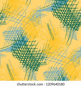 Various Strokes. Seamless Texture with chaotic Hand Drawn Lines. Modern Background for Paper, Wallpaper, Underwear. Vertical, Horizontal and Diagonal Strokes. Grunge Vector Texture