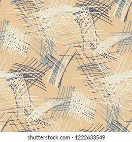 Various Strokes. Seamless Texture with chaotic Hand Drawn Lines. Vintage Background for Paper, Print, Underwear. Vertical, Horizontal and Diagonal Strokes. Grunge Vector Texture