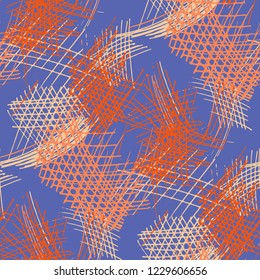 Various Strokes. Seamless Texture with chaotic Hand Drawn Lines. Trendy Background for Paper, Wallpaper, Underwear. Vertical, Horizontal and Diagonal Strokes. Grunge Vector Texture