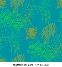 Various Strokes. Seamless Texture with chaotic Hand Drawn Lines. Retro Background for Curtain, Shirt, Fabric. Vertical, Horizontal and Diagonal Strokes. Grunge Vector Texture