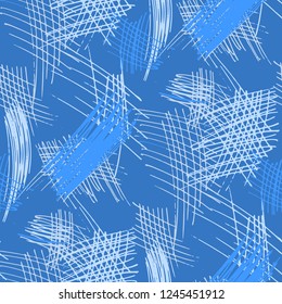 Various Strokes. Seamless Texture with chaotic Hand Drawn Lines. Trendy Background for Cloth, Dress, Linen. Vertical, Horizontal and Diagonal Strokes. Grunge Vector Texture