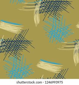 Various Strokes. Seamless Texture with chaotic Hand Drawn Lines. Trendy Background for Calico, Paper, Print. Vertical, Horizontal and Diagonal Strokes. Grunge Vector Texture