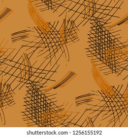 Various Strokes. Seamless Texture with chaotic Hand Drawn Lines. Modern Background for Cloth, Wallpaper, Linen. Vertical, Horizontal and Diagonal Strokes. Grunge Vector Texture