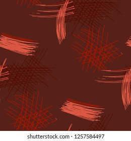 Various Strokes. Seamless Texture with chaotic Hand Drawn Lines. Modern Background for Chintz, Print, Underwear. Vertical, Horizontal and Diagonal Strokes. Grunge Vector Texture