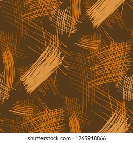 Various Strokes. Seamless Texture with chaotic Hand Drawn Lines. Vintage Background for Chintz, Print, Underwear. Vertical, Horizontal and Diagonal Strokes. Grunge Vector Texture