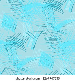 Various Strokes. Seamless Texture with chaotic Hand Drawn Lines. Trendy Background for Cloth, Wallpaper, Linen. Vertical, Horizontal and Diagonal Strokes. Grunge Vector Texture