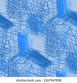 Various Strokes. Seamless Texture with chaotic Hand Drawn Lines. Modern Background for Chintz, Print, Underwear. Vertical, Horizontal and Diagonal Strokes. Grunge Vector Texture