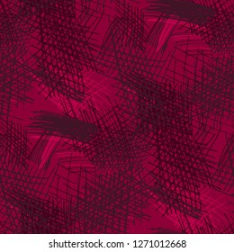 Various Strokes. Seamless Texture with chaotic Hand Drawn Lines. Modern Background for Chintz, Print, Underwear. Vertical, Horizontal and Diagonal Strokes. Grunge Vector Texture