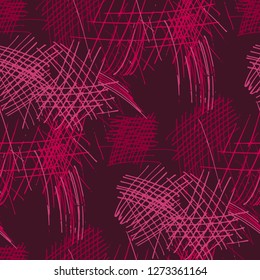 Various Strokes. Seamless Texture with chaotic Hand Drawn Lines. Trendy Background for Print, Wallpaper, Swimwear. Vertical, Horizontal and Diagonal Strokes. Grunge Vector Texture