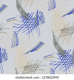 Various Strokes. Seamless Texture with chaotic Hand Drawn Lines. Trendy Background for Chintz, Print, Underwear. Vertical, Horizontal and Diagonal Strokes. Grunge Vector Texture