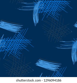 Various Strokes. Seamless Texture with chaotic Hand Drawn Lines. Modern Background for Chintz, Wallpaper, Swimwear. Vertical, Horizontal and Diagonal Strokes. Grunge Vector Texture
