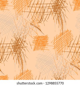 Various Strokes. Seamless Texture with chaotic Hand Drawn Lines. Vintage Background for Cloth, Dress, Tablecloth. Vertical, Horizontal and Diagonal Strokes. Grunge Vector Texture