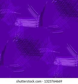 Various Strokes. Seamless Texture with chaotic Hand Drawn Lines. Vintage Background for Calico, Paper, Print. Vertical, Horizontal and Diagonal Strokes. Grunge Vector Texture