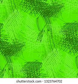 Various Strokes. Seamless Texture with chaotic Hand Drawn Lines. Vintage Background for Chintz, Print, Swimwear. Vertical, Horizontal and Diagonal Strokes. Grunge Vector Texture