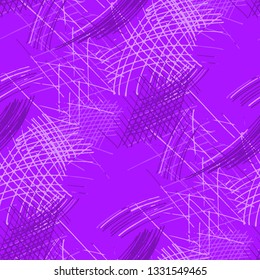 Various Strokes. Seamless Texture with chaotic Hand Drawn Lines. Vintage Background for Chintz, Wallpaper, Swimwear. Vertical, Horizontal and Diagonal Strokes. Grunge Vector Texture