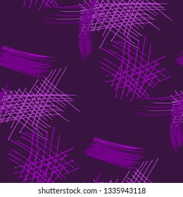 Various Strokes. Seamless Texture with chaotic Hand Drawn Lines. Retro Background for Calico, Fabric, Print. Vertical, Horizontal and Diagonal Strokes. Grunge Vector Texture