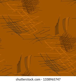 Various Strokes. Seamless Texture with chaotic Hand Drawn Lines. Trendy Background for Chintz, Wallpaper, Swimwear. Vertical, Horizontal and Diagonal Strokes. Grunge Vector Texture