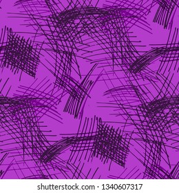 Various Strokes. Seamless Texture with chaotic Hand Drawn Lines. Vintage Background for Cloth, Dress, Tablecloth. Vertical, Horizontal and Diagonal Strokes. Grunge Vector Texture