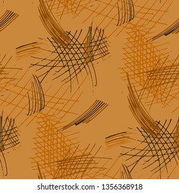 Various Strokes. Seamless Texture with chaotic Hand Drawn Lines. Trendy Background for Print, Wallpaper, Swimwear. Vertical, Horizontal and Diagonal Strokes. Grunge Vector Texture