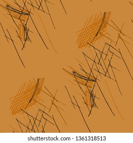 Various Strokes. Seamless Texture with chaotic Hand Drawn Lines. Trendy Background for Cloth, Dress, Linen. Vertical, Horizontal and Diagonal Strokes. Grunge Vector Texture