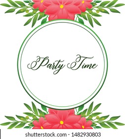Various style green leafy flower frame, for design of party time card. Vector