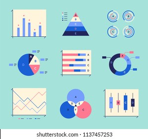gráfico de información de estilos varios. conjunto de ilustraciones gráficas vectoriales de diseño plano