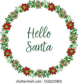 Various style of red flower frame, for greeting card hello santa. Vector