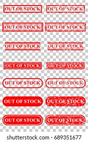 Various Style of Rubber Stamp Effect : Out of Stock, at Transparent Effect Background