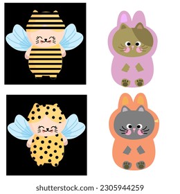 Diversos estilos de vector dulce de abejas de gato