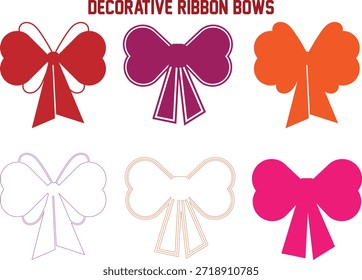 Varios estilos y Colores de elegantes lazos decorativos de la cinta