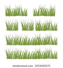 Various Styles of Grass Illustrations on White Background	