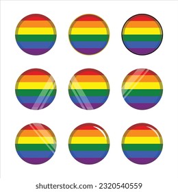 verschiedene Arten von LGBTQ+-Kreis mit Schattensymbol. Stolzes Monat Vektorsymbol. Rainbow-Liebeskonzept. Menschenrechte und Toleranz. Homosexuelle und lesbische Zeichen, Vektorgrafik einzeln