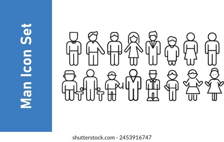 Various styles of silhouettes like men, women, child, etc. 
