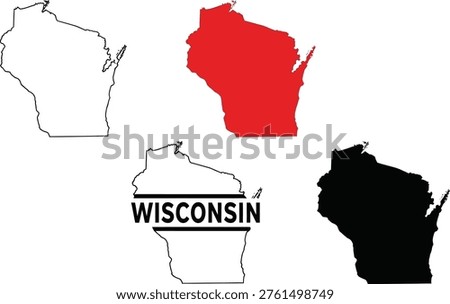 Various stylistic representations of the state of wisconsin on a plain background Vector