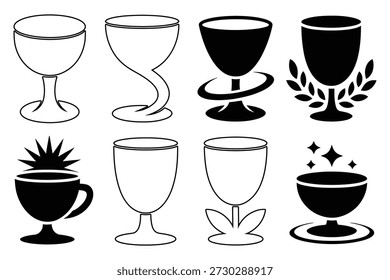 Verschiedene stilisierte Tassen und Chalices Kelchglas