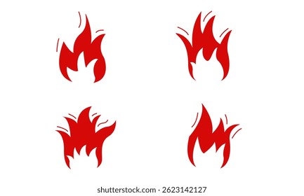 Various Stylized Fire and Heat Symbols Vector Pack for Warning and Energy Related Projects
