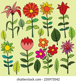Various summer flowers.